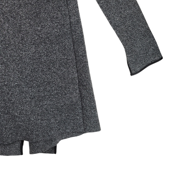 Zara S Womens Cardigan Sweater Gray Black Oversized Open Front Faux Leather - Picture 13 of 13